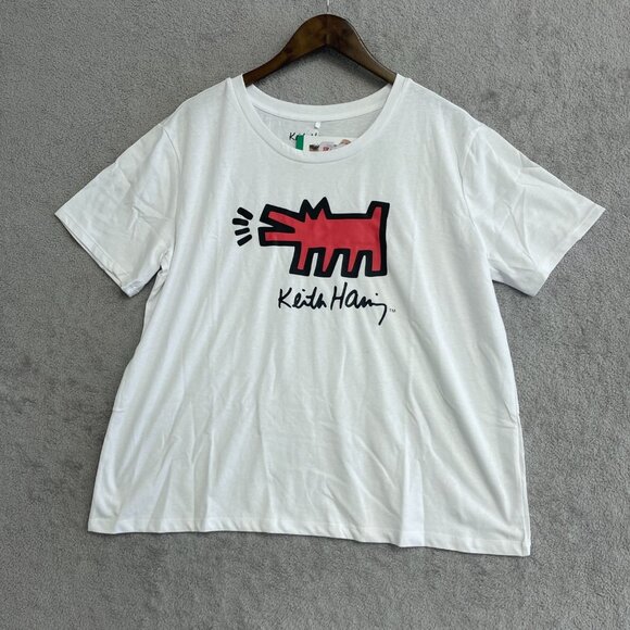 NEW Keith Haring Women's XL Graphic T-Shirt White & Red - Picture 4 of 9
